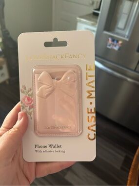 LoveShackFancy Blush Pink Bow Phone Wallet Card Holder